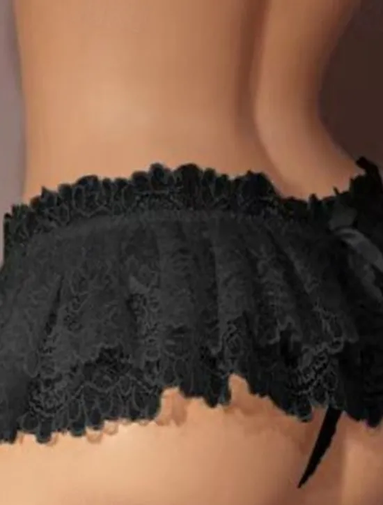 Online Lady Sexy Lace Pleated Lotus Leaf Lace Lovely Temptation Thong Pants Home Outfits Women Lingerie