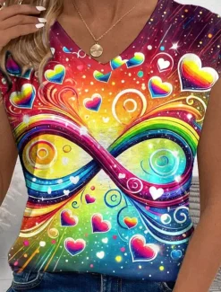 New LGBT Pride Parade Pride Raindow Women's Camisole Tank Top Ombre Graphic Stylish Casual Sleeveless V Neck Regular Tops Daily Print Summer Spring Women Tank Tops & Camis