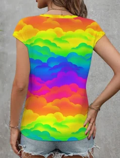 Discount LGBT Pride Parade Pride Raindow Women's Camisole Tank Top Graphic Geometric Vintage Stylish Casual Sleeveless V Neck Regular Tops Daily Vacation Wear Print Blue Purple Orange Summer Spring Women Tank Tops & Camis