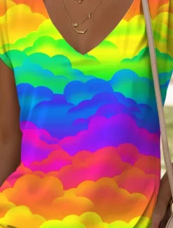 Discount LGBT Pride Parade Pride Raindow Women's Camisole Tank Top Graphic Geometric Vintage Stylish Casual Sleeveless V Neck Regular Tops Daily Vacation Wear Print Blue Purple Orange Summer Spring Women Tank Tops & Camis