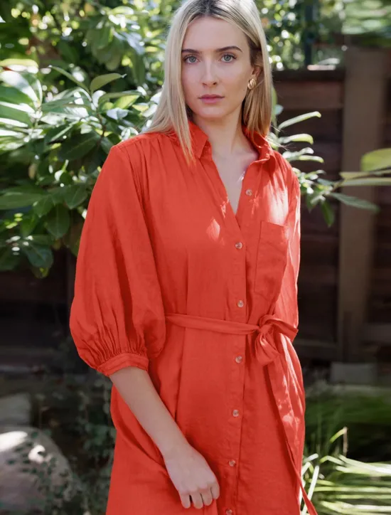 Sale Linen Lace Up Pocket Maxi Shirt Dress Women Casual Dress