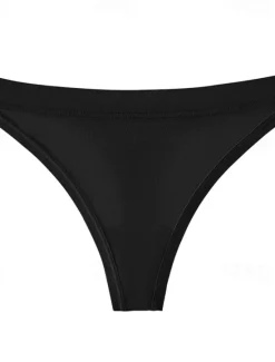 Clearance Men's Basic Panties Boyshorts G-strings & Thongs Panties 1 PC Underwear Simple Romantic Sexy Pure Color Cotton Low Waist Petite Sexy Black Pink Wine XS S M Home Outfits Women Lingerie