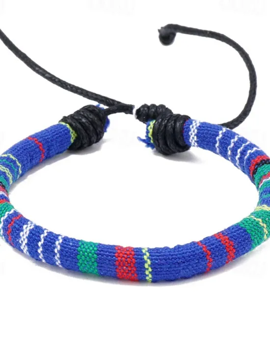Hot Men's Women's Loom Bracelet Plaited Wrap Candy Fashion Simple Polyamide Bracelet Jewelry Red / Blue / Rainbow For Daily Holiday Festival Women Trendy Jewelry