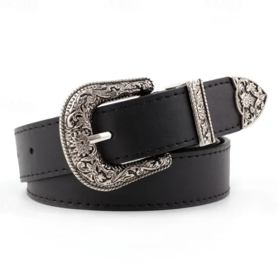 Outlet Men's Women's PU Buckle Belt PU Leather Metal Bucke Eyelet Formal Casual Party Daily Black Gray Dark Blue Brown Women Belt