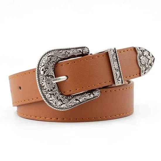 Outlet Men's Women's PU Buckle Belt PU Leather Metal Bucke Eyelet Formal Casual Party Daily Black Gray Dark Blue Brown Women Belt