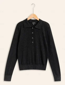 Sale Minimalist Wool Blend Polo Knitwear Women Pullovers & Tops