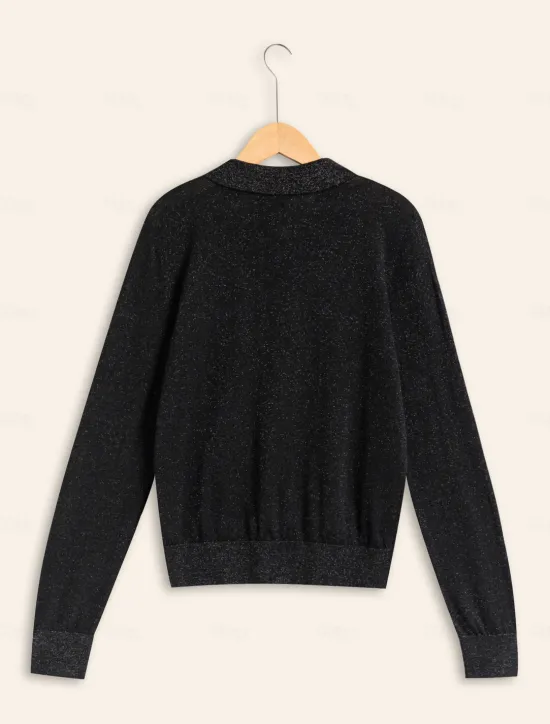 Sale Minimalist Wool Blend Polo Knitwear Women Pullovers & Tops