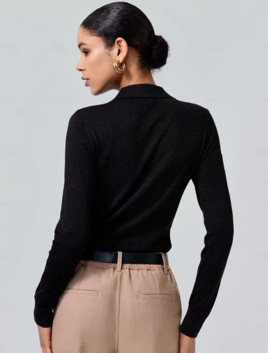 Sale Minimalist Wool Blend Polo Knitwear Women Pullovers & Tops