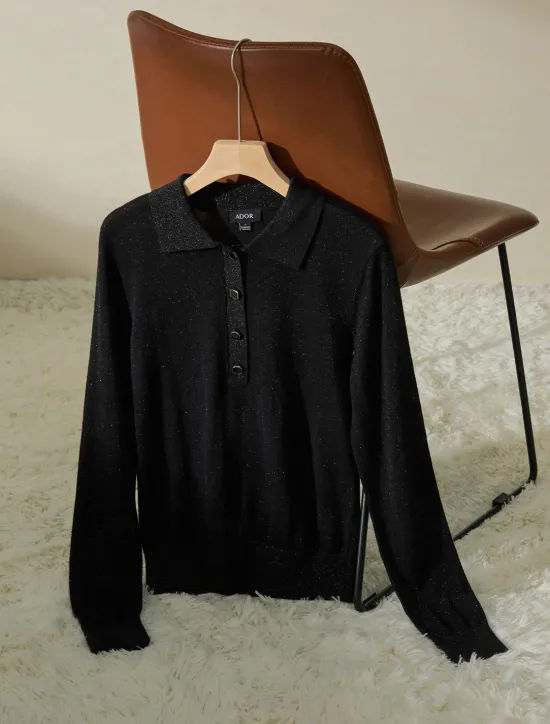 Sale Minimalist Wool Blend Polo Knitwear Women Pullovers & Tops
