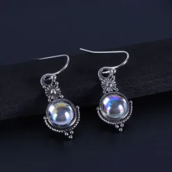 Online moonstone retro earrings fashion thai colorful gemstone ear hook ear jewelry Women Trendy Jewelry