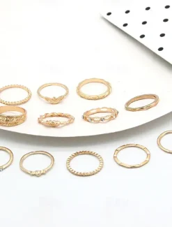 New Multi Finger Ring For Women's Party Evening Gift Alloy Fancy Crown Women Trendy Jewelry