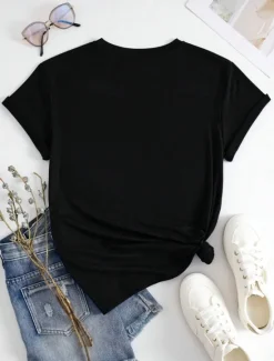 Music Festival Women's T Shirt Graphic Mouth Casual Short Sleeve V Neck Regular Tops Daily Weekend Vacation Wear Print Black Khaki Summer Women T-Shirts