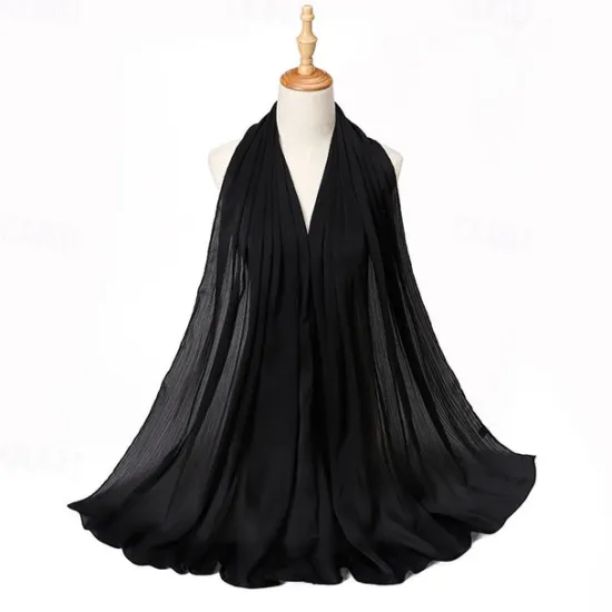 Hot Muslim Scarf Crinkled Shawl Women Abaya Solid Hijab Ramadan Hijabs For Woman Abayas Dress Turban Instant Scarf Women Scarves