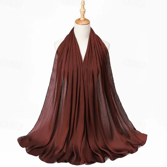 Hot Muslim Scarf Crinkled Shawl Women Abaya Solid Hijab Ramadan Hijabs For Woman Abayas Dress Turban Instant Scarf Women Scarves