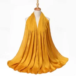 Hot Muslim Scarf Crinkled Shawl Women Abaya Solid Hijab Ramadan Hijabs For Woman Abayas Dress Turban Instant Scarf Women Scarves