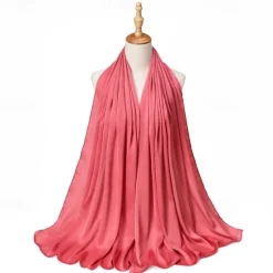 Hot Muslim Scarf Crinkled Shawl Women Abaya Solid Hijab Ramadan Hijabs For Woman Abayas Dress Turban Instant Scarf Women Scarves