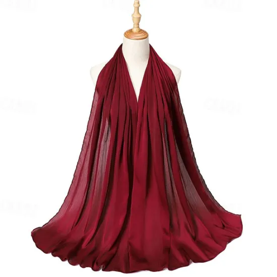 Hot Muslim Scarf Crinkled Shawl Women Abaya Solid Hijab Ramadan Hijabs For Woman Abayas Dress Turban Instant Scarf Women Scarves
