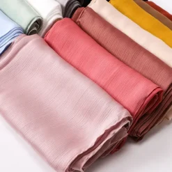 Hot Muslim Scarf Crinkled Shawl Women Abaya Solid Hijab Ramadan Hijabs For Woman Abayas Dress Turban Instant Scarf Women Scarves