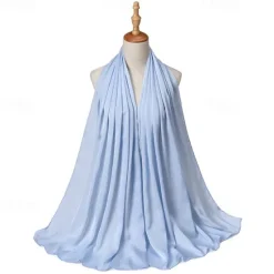 Hot Muslim Scarf Crinkled Shawl Women Abaya Solid Hijab Ramadan Hijabs For Woman Abayas Dress Turban Instant Scarf Women Scarves