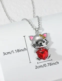 New Necklace Chrome Women's Fashion Cute Classic Animal Lovely Heart Shape Necklace For Daily Valentine's Day Women Spring Accessories