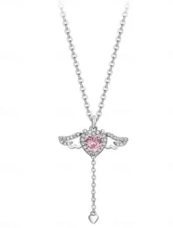 Online Necklace Copper Women's Fashion Cute Classic Angel Lovely Heart Shape Necklace For Party Daily Valentine's Day Women Spring Accessories