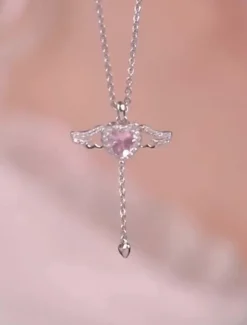 Online Necklace Copper Women's Fashion Cute Classic Angel Lovely Heart Shape Necklace For Party Daily Valentine's Day Women Spring Accessories