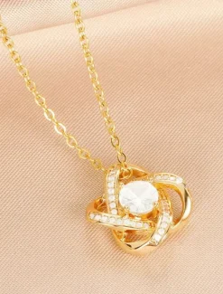 New Necklace Copper Women's Fashion Cute Classic Clover Cute Lovely Geometric Necklace For Party Valentine's Day Gift Women Trendy Jewelry