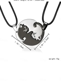 Hot Necklace Stainless Steel Women's Fashion Cute Two tone Animal Lovely Round Heart Shape Necklace For Valentine's Day Birthday Gift Women Trendy Jewelry