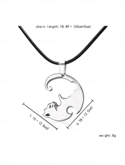 Hot Necklace Stainless Steel Women's Fashion Cute Two tone Animal Lovely Round Heart Shape Necklace For Valentine's Day Birthday Gift Women Trendy Jewelry