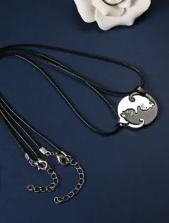 Hot Necklace Stainless Steel Women's Fashion Cute Two tone Animal Lovely Round Heart Shape Necklace For Valentine's Day Birthday Gift Women Trendy Jewelry