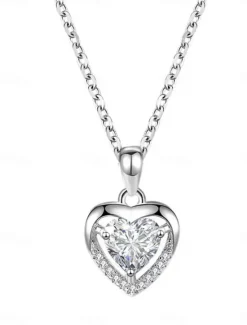 Hot Necklace Titanium Steel Women's Fashion Cute Classic Heart Lovely Heart Shape Necklace For Valentine's Day Birthday Gift Women Trendy Jewelry