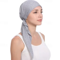 New New Elastic Cotton Solid Color Wrap Head Scarf Hats Muslim Turban Bonnet For Women Inner Hijab Hat Fashion Female Turbantes Caps Women Hats