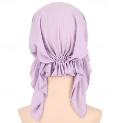 Best New Elastic Solid Color Wrap Head Scarf Hats Muslim Turban Bonnet For Women Inner Hijab Hat Fashion Female Turbantes Caps Women Hats