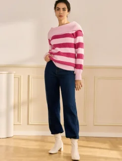 Outlet Off Shoulder Ribbed Knit Wool Blend Fall / Winter Causal Sweater Women Ugly Sweater