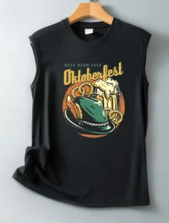 Discount Oktoberfest Women's Camisole Tank Top Letter Daily Casual Sleeveless Crew Neck Regular Tops Daily Print Black White Wine Navy Blue Summer Spring Women Tank Tops & Camis