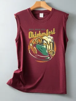 Best Oktoberfest Women's Camisole Tank Top Letter Daily Stylish Casual Sleeveless Strap Regular Tops Daily Print Black White Wine Navy Blue Summer Spring Women Tank Tops & Camis