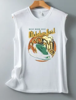 Best Oktoberfest Women's Camisole Tank Top Letter Daily Stylish Casual Sleeveless Strap Regular Tops Daily Print Black White Wine Navy Blue Summer Spring Women Tank Tops & Camis