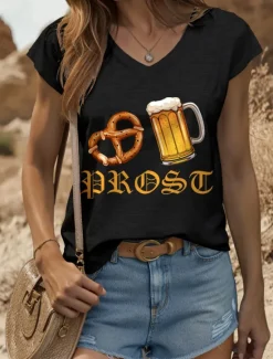 Oktoberfest Women's Camisole Tank Top Graphic Letter Vintage Stylish Classic Sleeveless Short Sleeve V Neck Regular Tops Daily Vacation Wear Print Black White Red Blue Purple Summer Spring Women Tank Tops & Camis