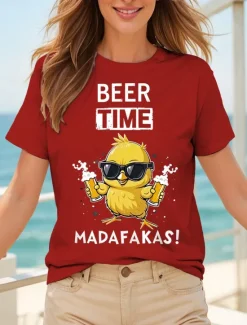 Discount Oktoberfest Women's T Shirt Graphic Animal Letter Vintage Stylish Classic Short Sleeve Crew Neck Round Neck Regular Tops Daily Weekend Print Black White Yellow Red Blue Summer Spring Women T-Shirts
