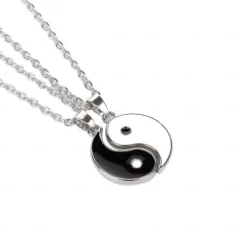 Outlet 1pair yin yang pendant chain necklace for women or men adjustable 2 pcs best friend black choker necklaces for couples Women Trendy Jewelry