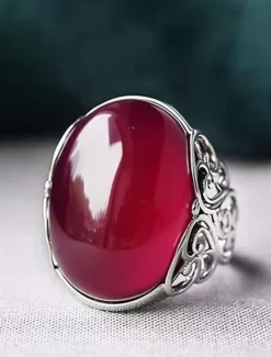 1PC Adjustable Ring For Women's Blue Gift Daily Date Resin Alloy Retro Joy Women Trendy Jewelry