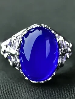 1PC Adjustable Ring For Women's Blue Gift Daily Date Resin Alloy Retro Joy Women Trendy Jewelry