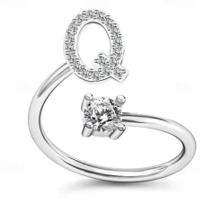Hot 1PC Band Ring For Men's Women's Crystal White Alloy Classic Women Trendy Jewelry