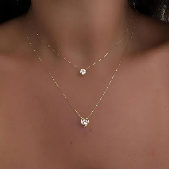 Outlet 1PC Chain Necklace Layered Necklace For Women's Crystal Clear Wedding Party Evening Daily Crystal Alloy Heart Women Trendy Jewelry