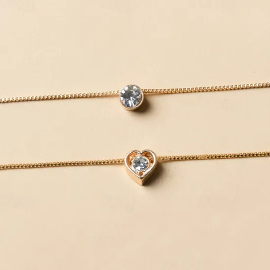 Outlet 1PC Chain Necklace Layered Necklace For Women's Crystal Clear Wedding Party Evening Daily Crystal Alloy Heart Women Trendy Jewelry