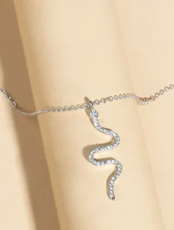 1PC Chain Necklace Long Necklace For Women's Daily Alloy Snake Snake Women Trendy Jewelry