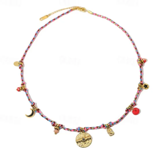 Online 1PC Necklace For Women's Street Daily Alloy Retro Coin Women Trendy Jewelry