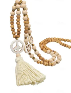 Sale 1PC Necklace For Women's Street Daily Wooden Crystal Stone Long Women Trendy Jewelry