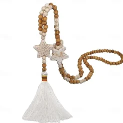 Best 1pc Pendant Necklace Beaded Necklace For Women's Street Gift Birthday Party Wooden Stone Handmade Friends Star / Long Necklace / Bead Necklace Women Trendy Jewelry