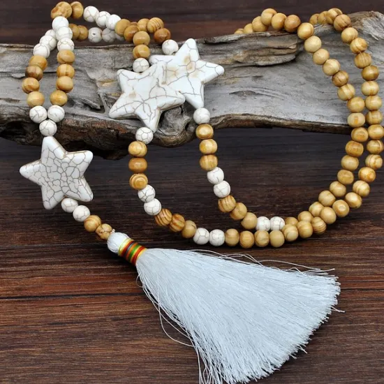 Best 1pc Pendant Necklace Beaded Necklace For Women's Street Gift Birthday Party Wooden Stone Handmade Friends Star / Long Necklace / Bead Necklace Women Trendy Jewelry